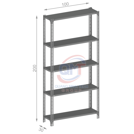 kệ V lỗ 5 tầng L100W30H200