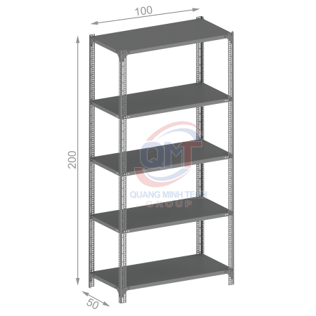 Thông số kỹ thuật Kệ V lỗ 5 tầng- L100W50H200 (cm)