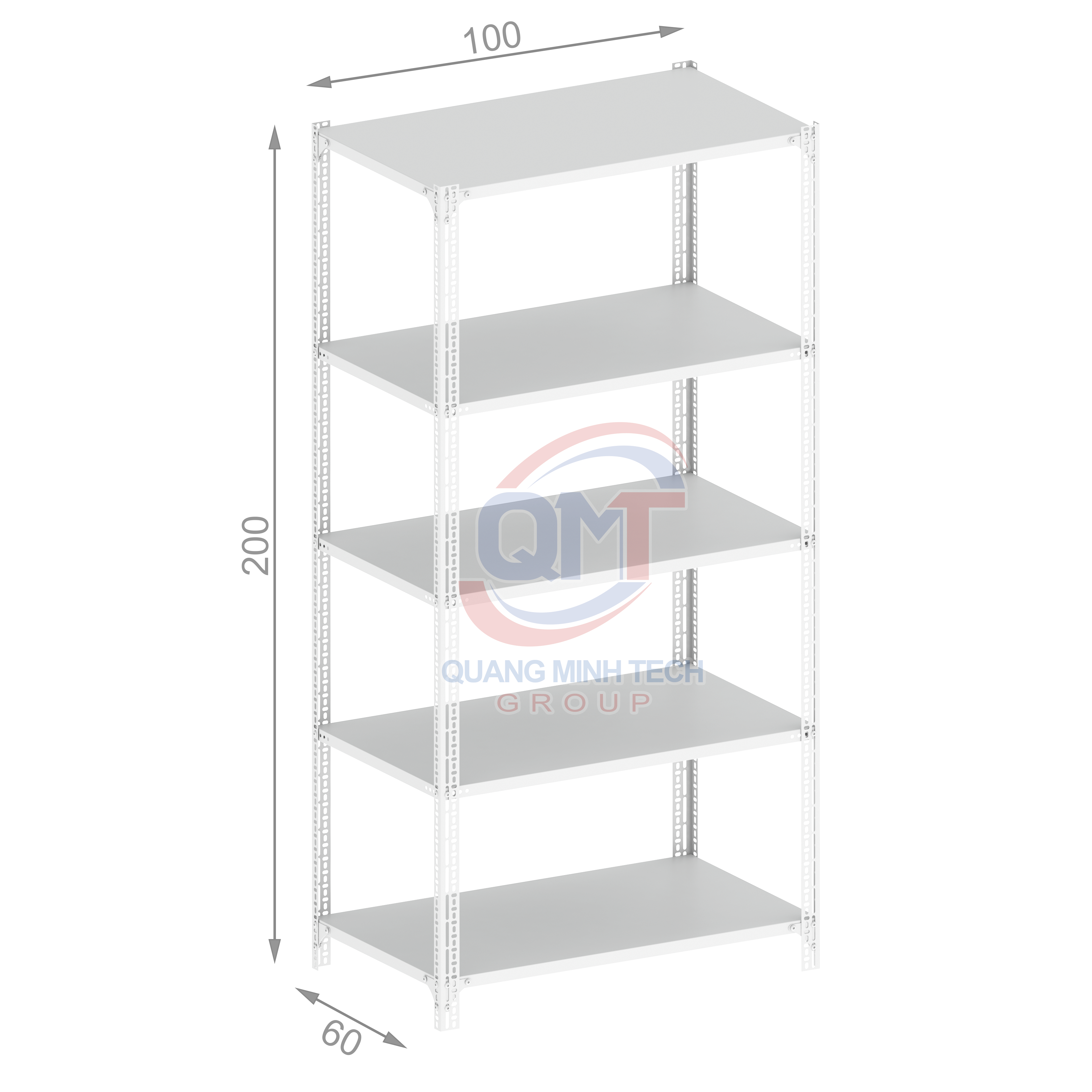Kệ V lỗ 5 tầng- L100W60H200 (cm) bền đẹp, giá rẻ bất ngờ