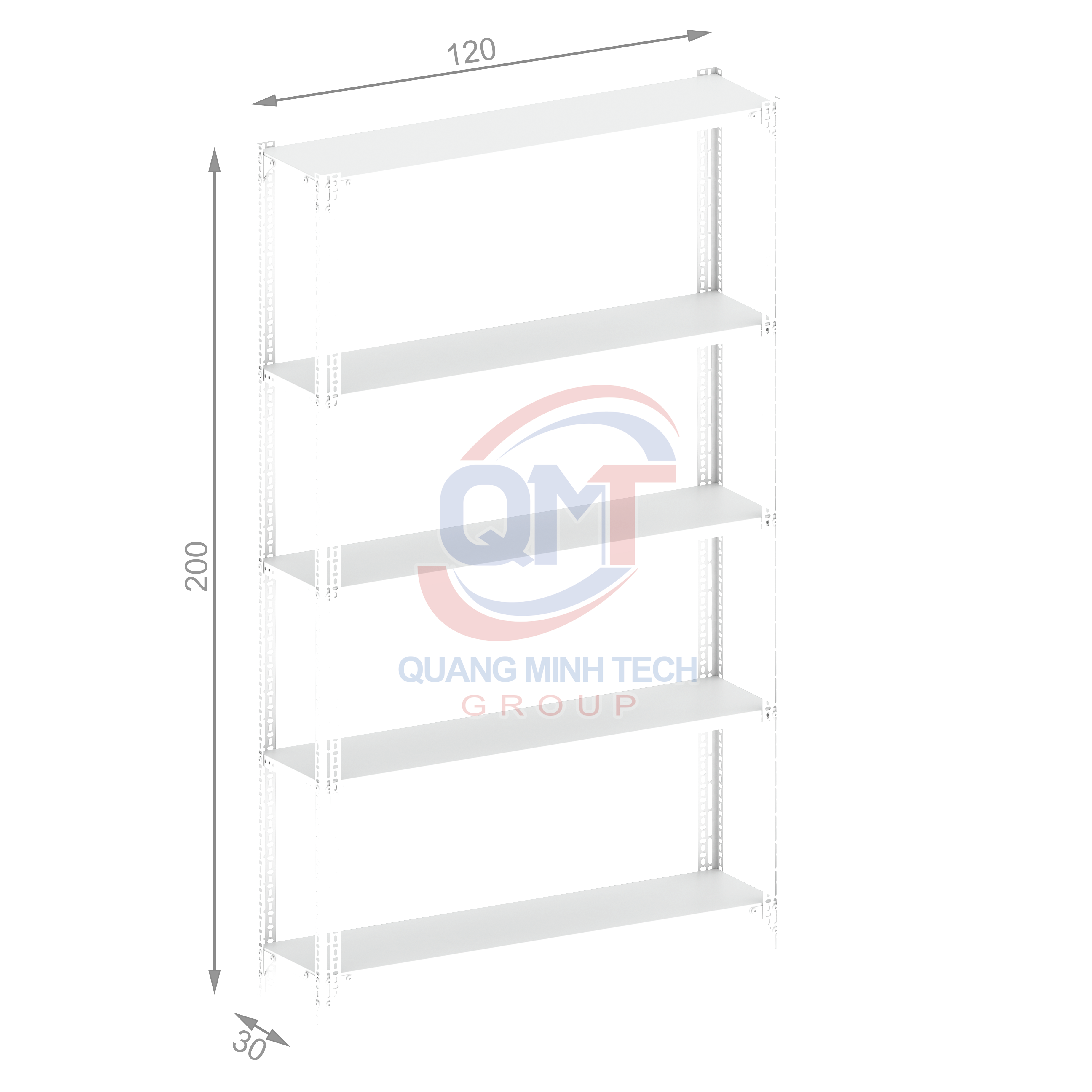 Kệ V lỗ 5 tầng- L120W30H200 (cm)