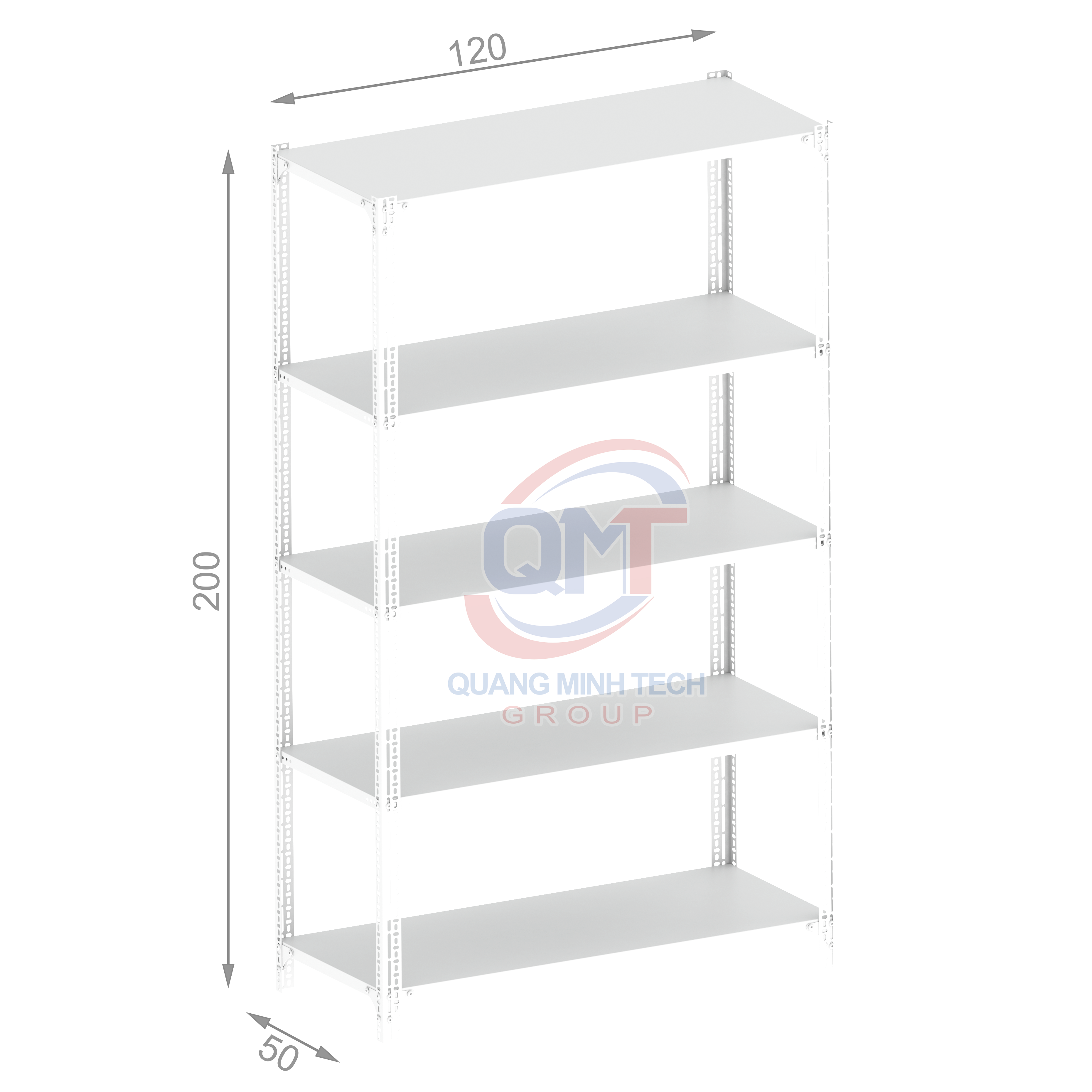 Kệ V lỗ 5 tầng- L120W50H200 (cm) bền đẹp, chất lượng, giá rẻ