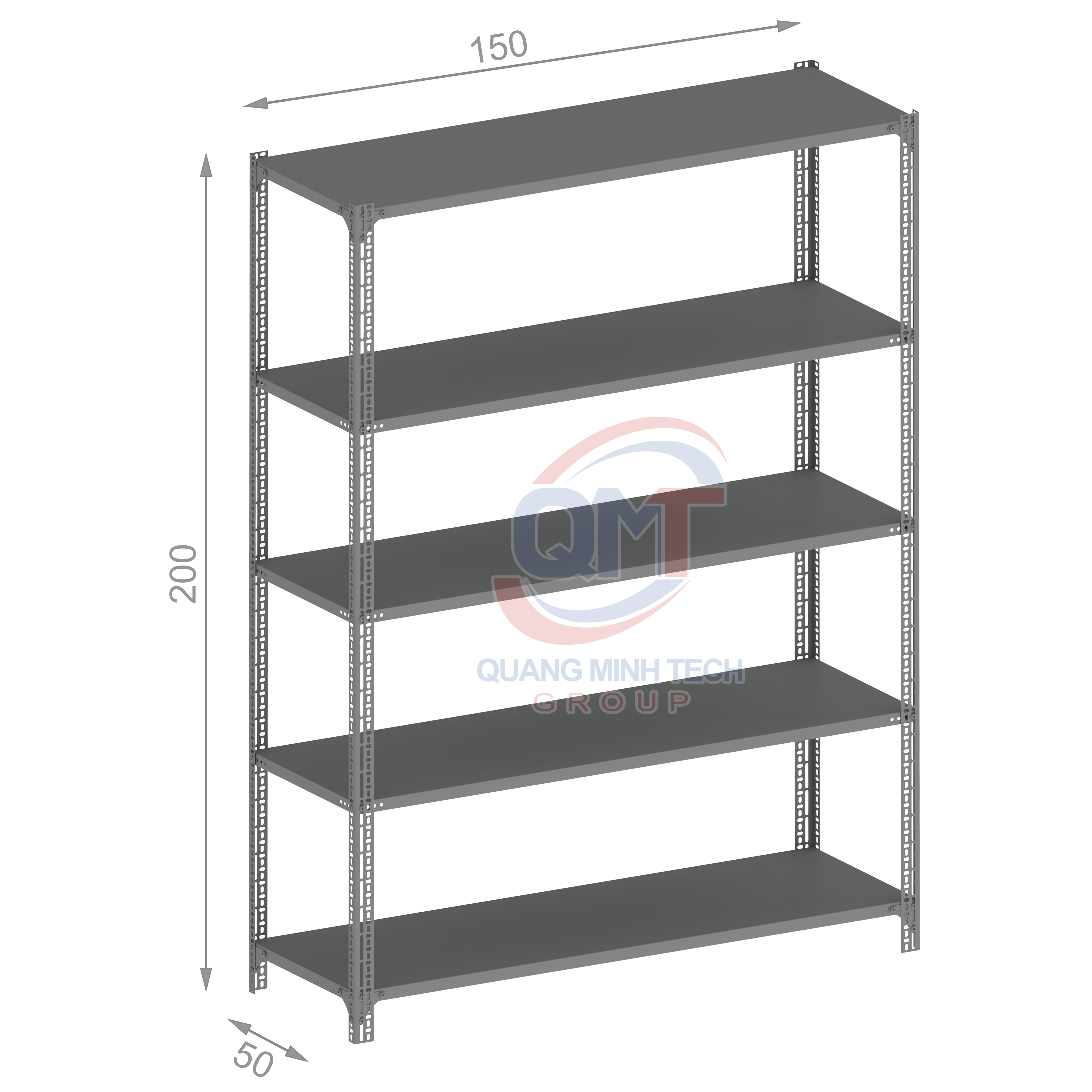Kệ V lỗ 5 tầng- 50x150x200 (cm) 