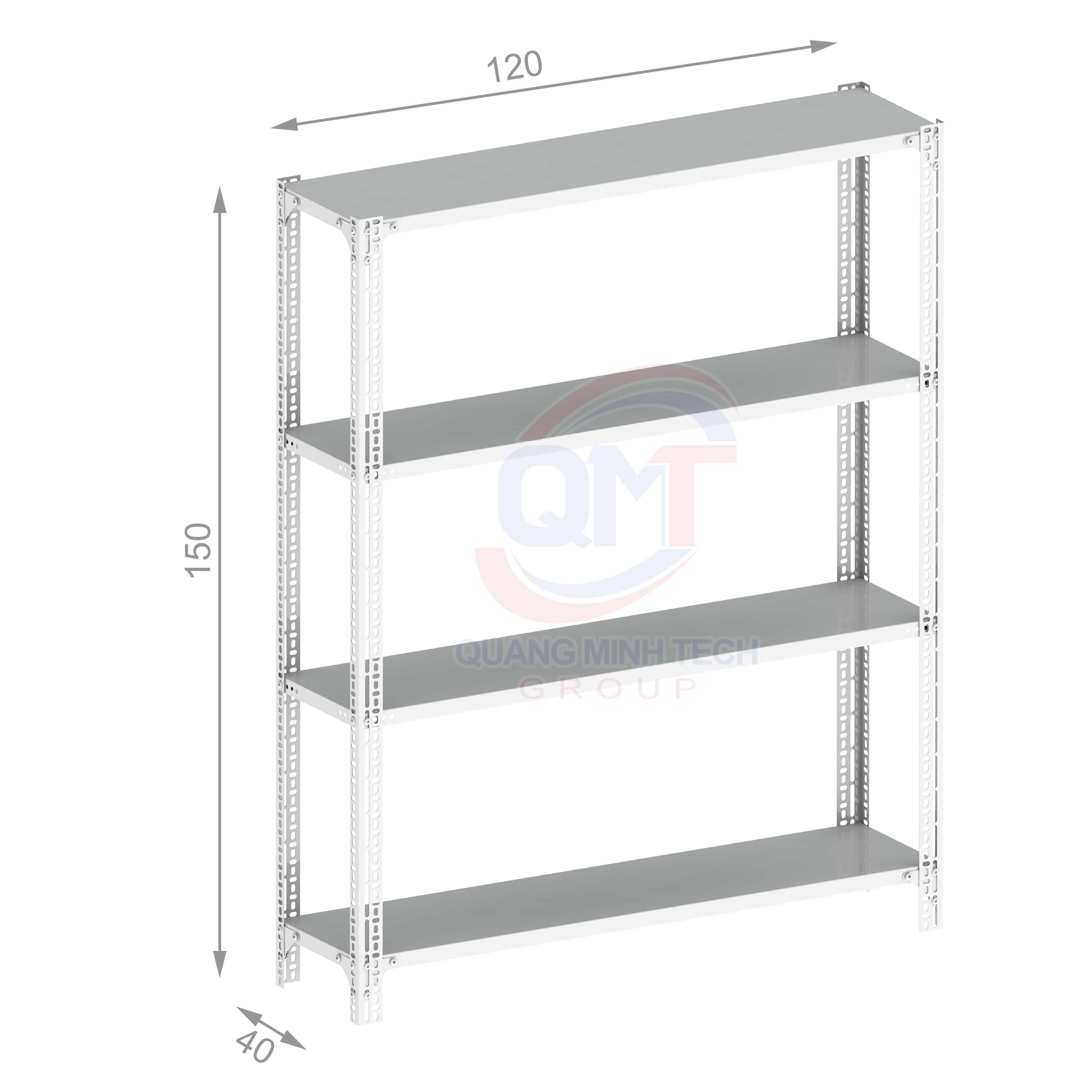 Kệ V lỗ 4 tầng-L120W30H150 (cm)