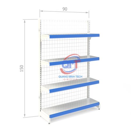 Kệ siêu thị tôn lưới đơn 4 tầng- L90xH150 (cm) bền đẹp, giá rẻ