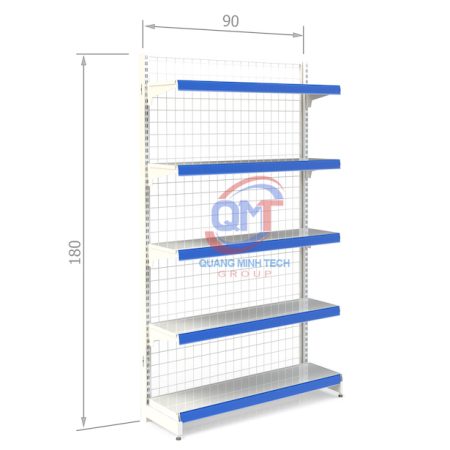 Kệ siêu thị tôn lưới đơn 5 tầng- L90xH180 (cm)