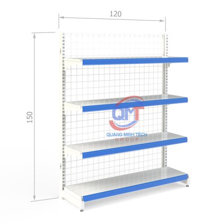 Kệ siêu thị tôn lưới đơn 4 tầng- L120xH150 (cm) bền đẹp, giá rẻ