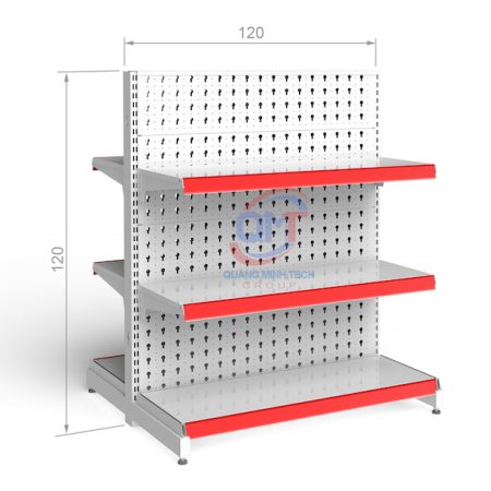Kệ siêu thị tôn đục lỗ đôi 3 tầng L120xH120 (cm) uy tín, giá rẻ nhất