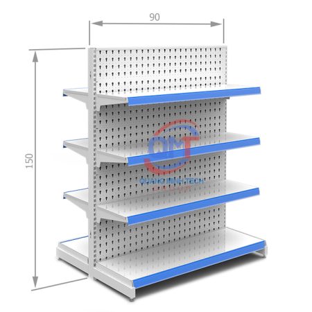 Kệ siêu thị tôn đục lỗ đôi 4 tầng- L90xH150 (cm) uy tín, giá rẻ nhất