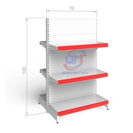 Kệ siêu thị tôn đục lỗ đôi 3 tầng 120x70 (cm) bền đẹp, giá rẻ nhất