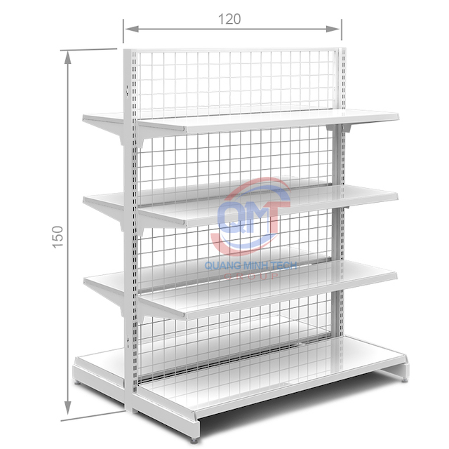Kệ siêu thị tôn đục lỗ đơn 4 tầng L120xH150 (cm) bền đẹp, giá rẻ Kệ siêu thị tôn đục lỗ đơn 4 tầng L120xH150 (cm) bền đẹp, giá rẻ