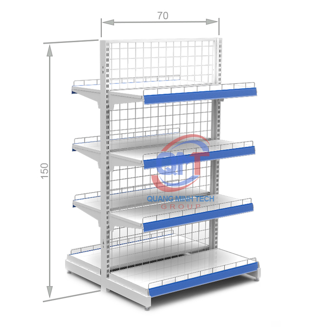 Kệ siêu thị tôn lưới đôi 4 tầng- L70xH150 (cm) uy tín, giá rẻ nhất