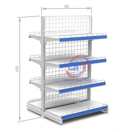 Kệ siêu thị tôn lưới đôi 4 tầng- L90xH150 (cm)