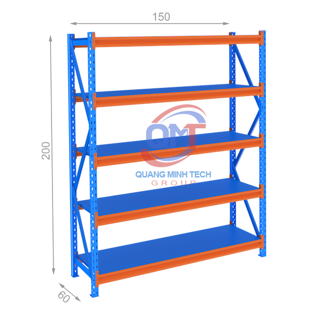 Kệ trung tải 5 tầng L150W60H200