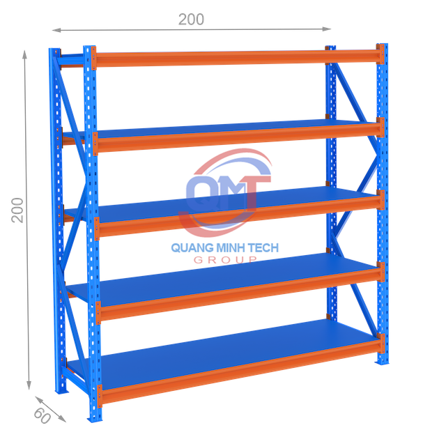 Kệ trung tải 5 tầng L200xW60xH200 chất lượng, giá rẻ bất ngờ